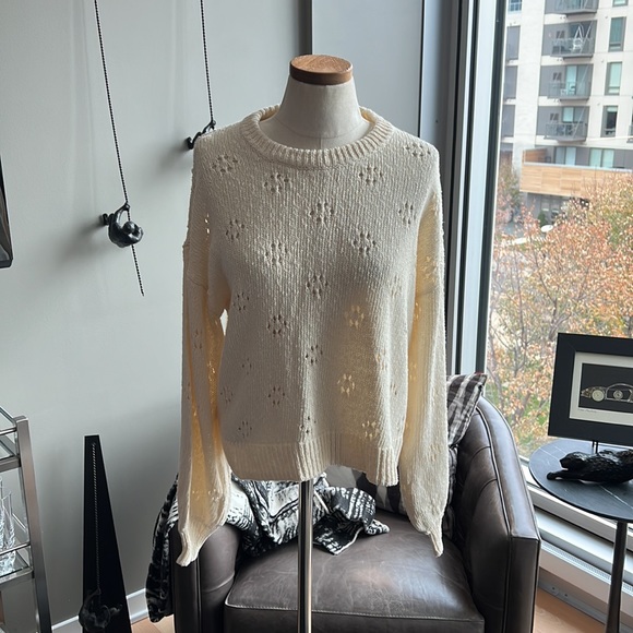 New Madewell Floral Pointelle Pullover Sweater Size Medium - Picture 3 of 7